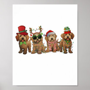 Affiche Chiens Goldendoodle Mignons Lumières de Noël Doo D