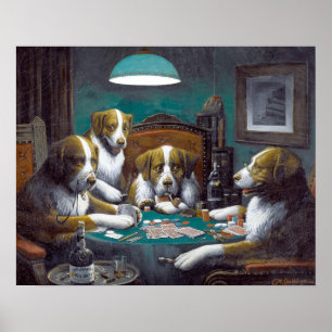 Affiche Chiens jouant au poker Cassius Marcellus Coolidge