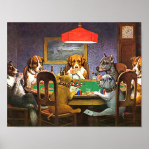 Affiche Chiens Jouer Poker Un Ami Dans Le Besoin