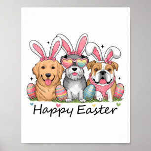 Affiche Chiens Oreilles de Lapin Tenue de Pâques Femmes Fi