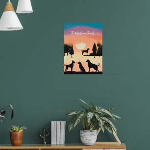 Affiche Chiens rétro personnalisés dans les arbres de Noël