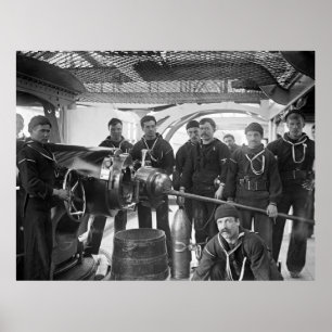 Affiche Chiens salés avec l'arme à feu, 1890s