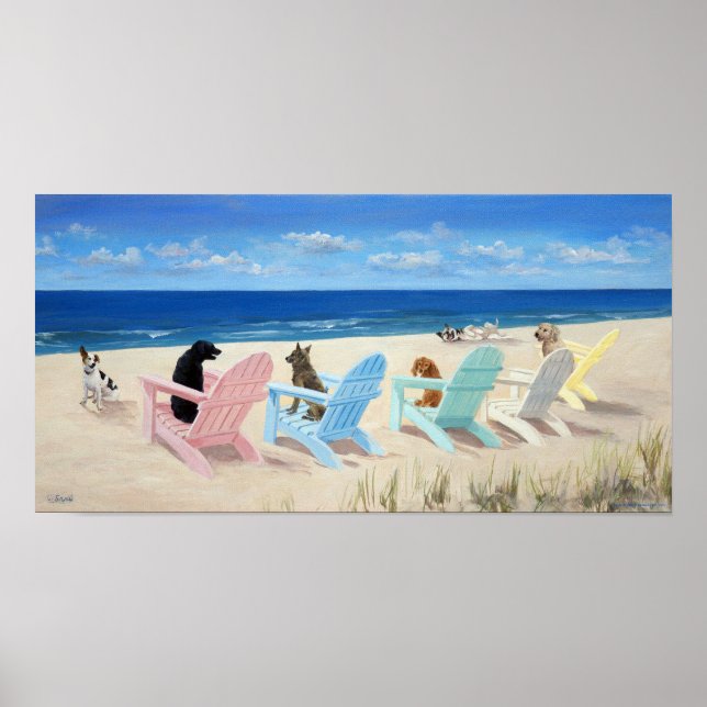 Affiche Chiens sur chaises longues (Devant)