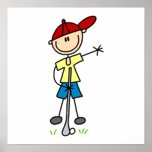 Affiche Chiffre masculin golfeur de bâton