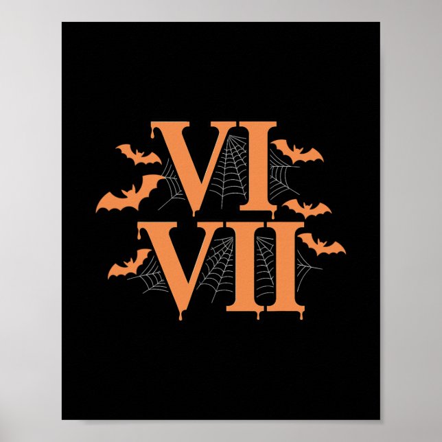 Affiche Chiffres Romains Vi Vii 67 Mème Gen Alpha Hallowee (Devant)