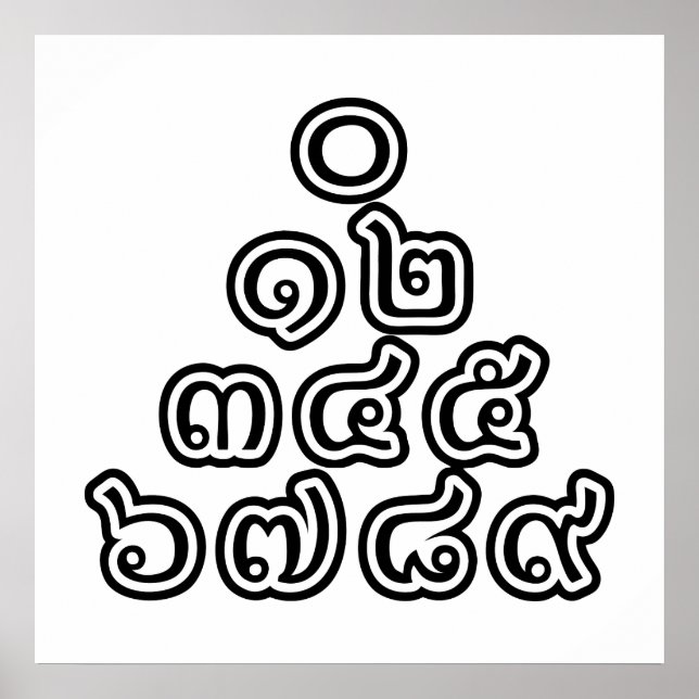 Affiche Chiffres thaïlandais Pyramide ♦ Script en thaï ♦ (Devant)