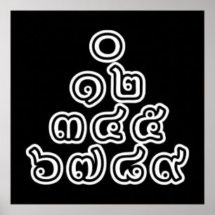 Affiche Chiffres thaïlandais Pyramide ♦ Script en thaï ♦