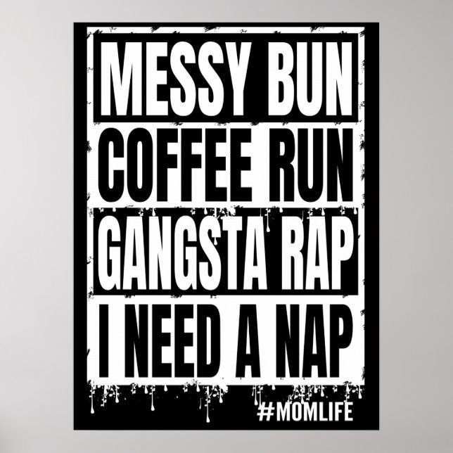 Affiche chignon décoiffé course au café gangsta rap j'ai b (Devant)