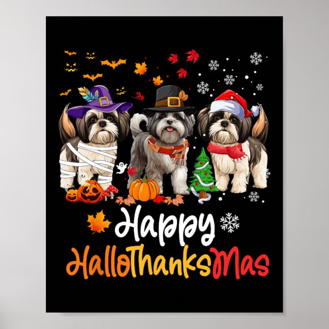 Affiche Chih Tzu Chien Halloween Noël Joyeux Hallomerci (Devant)