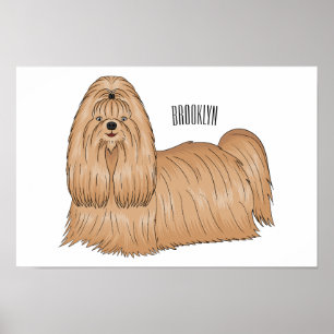 Affiche Chih tzu long cheveux dessin de chien