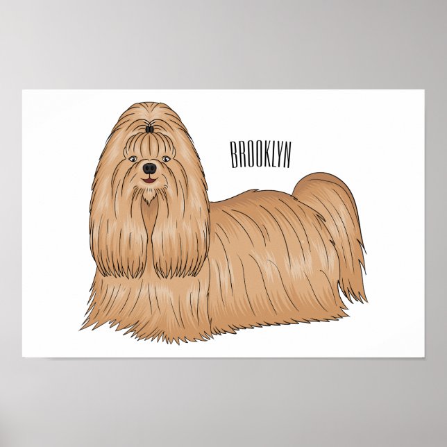 Affiche Chih tzu long cheveux dessin de chien (Devant)