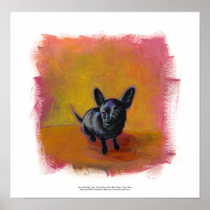 Affiche Chihuahua art mignon chien noir peinture originale