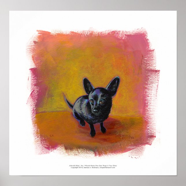Affiche Chihuahua art mignon chien noir peinture originale (Devant)