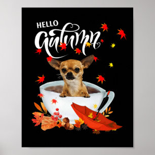 Affiche Chihuahua Automne Chien Et Café Automne Jeu De Grâ