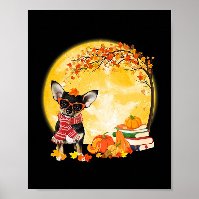 Affiche Chihuahua Chien Automne Automne Citrouille Camion  (Devant)