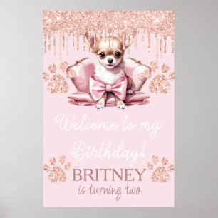 Affiche Chihuahua Chien avec Parties scintillant fête d'an