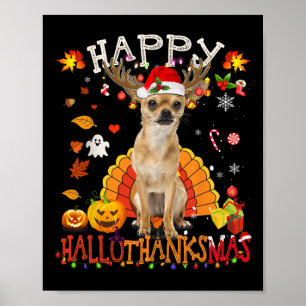 Affiche Chihuahua Chien Halloween Chien de Noël Joyeux Hal
