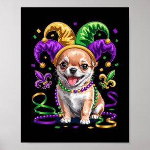 Affiche Chihuahua Chien Mignon Mardi Gras Amateurs de Chie