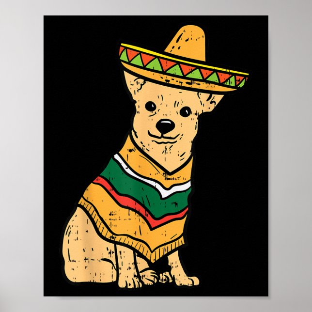 Affiche Chihuahua Chien Sombrero Cinco De Mayo (Devant)