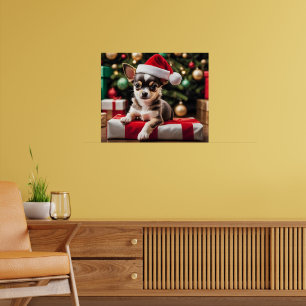Affiche Chihuahua chiot de Noël