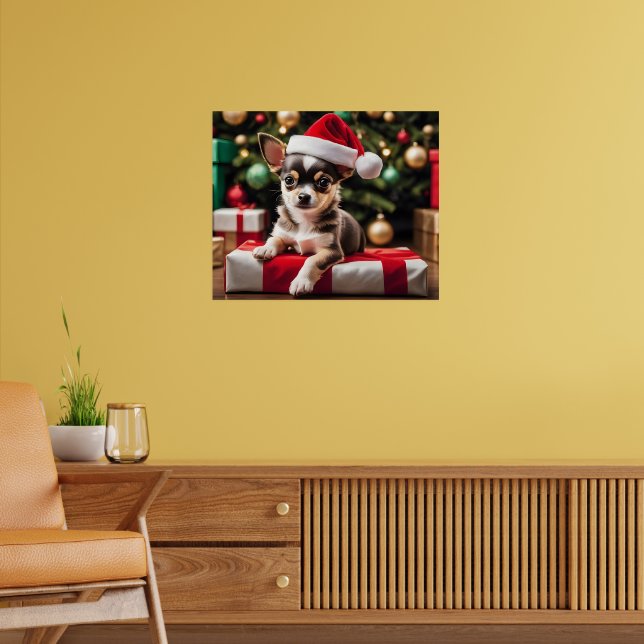 Affiche Chihuahua chiot de Noël (Salon 2)