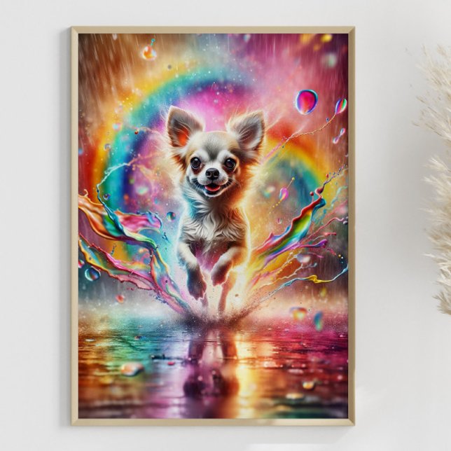 Affiche Chihuahua coloré Rainbow Splatter Art Personnalisé (Framed example)