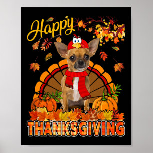 Affiche Chihuahua de Thanksgiving portant un costume de di