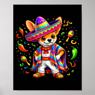 Affiche Chihuahua drôle chien sombrero mexicain cinco de m