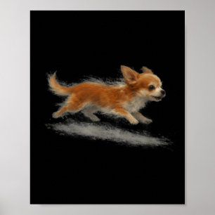 Affiche Chihuahua drôle courant mignon mème d'art de cours
