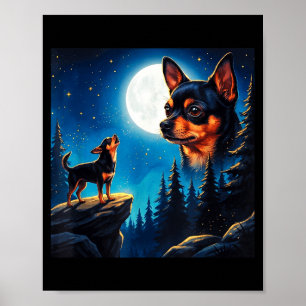 Affiche Chihuahua drôle hurlant à la lune amoureux de chie