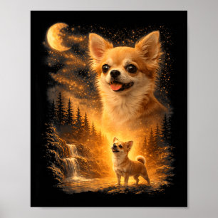 Affiche Chihuahua hurle à la lune vintage 90s drôle de pe