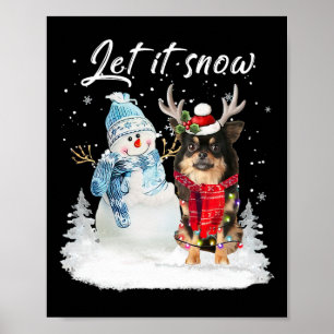 Affiche Chihuahua Long Haie Chien Père Noël Noël Snowman