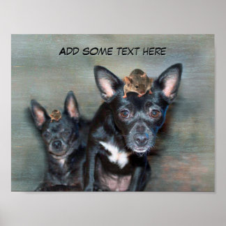 Affiche Chihuahua noir avec souris texte personnalisé