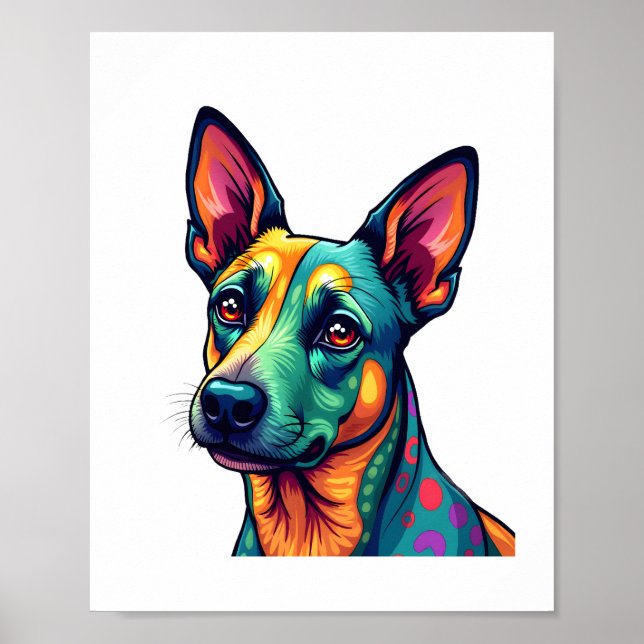 Affiche Chihuahua  Peinture Abstraite  Couleur  Chien Mign (Devant)