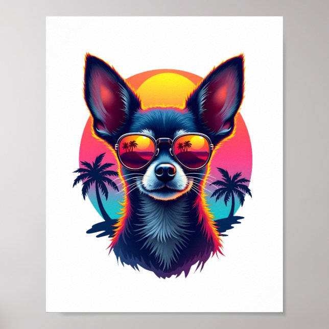 Affiche Chihuahua peinture Abstraite couleur mignonne Chie (Devant)