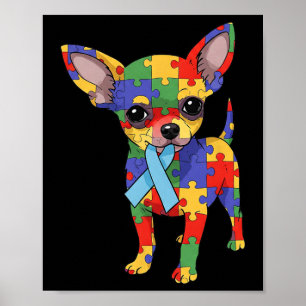Affiche Chihuahua Puzzle Sensibilisation sur l'autisme Fem