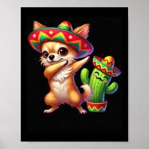Affiche Chihuahua Sombrero Cinco De Mayo Cactus Mexicains