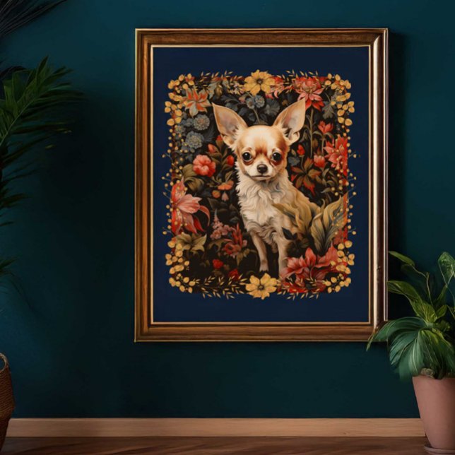 Affiche Chihuahua sucré dans un jardin de style William Mo (Créateur téléchargé)