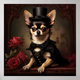 Affiche Chihuahua Vintage Portrait victorien