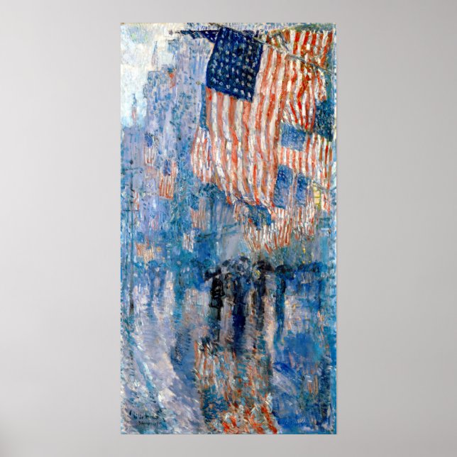 Affiche Childe Hassam L'avenue dans la pluie (Devant)