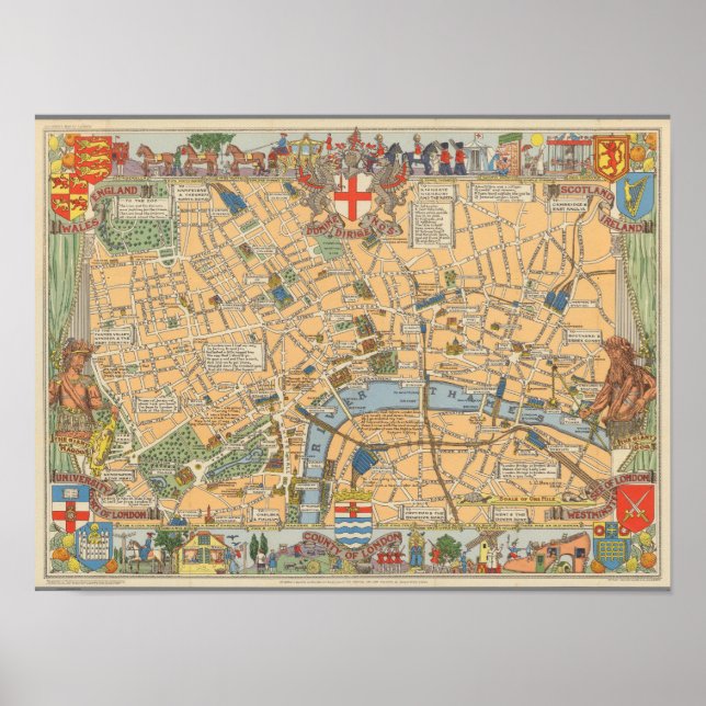 Affiche Children's Map of London, Angleterre (Devant)