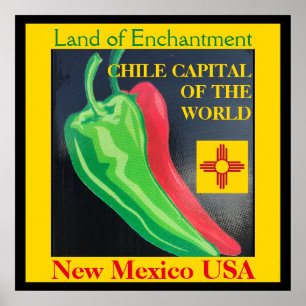 Affiche Chile Capital of the World New Mexico Red Green