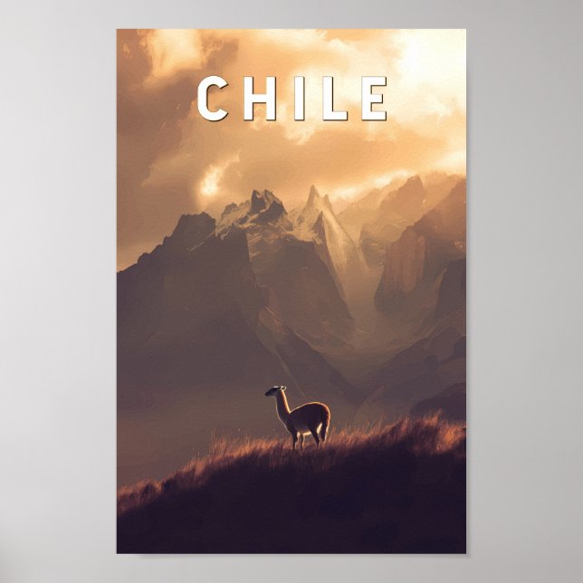 Affiche Chile Illustration Travel Art Vintage (Devant)