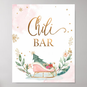 Affiche Chili Bar Nourriture Sleight Winter Girl Signal d'