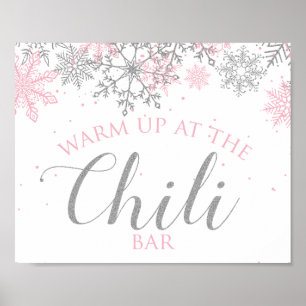 Affiche Chili Bar Rose Argent Flocons de Neige Winter Oned