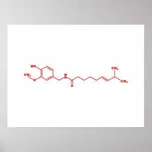 Affiche Chili Capsaicin Molecular Chemical Formula