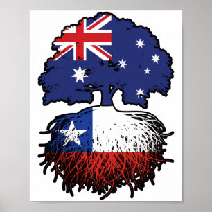 Affiche Chili Chili Australie Australie drapeau des racine