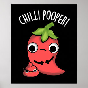 Affiche Chili Poooper Funny Pepper Pun Dark BG