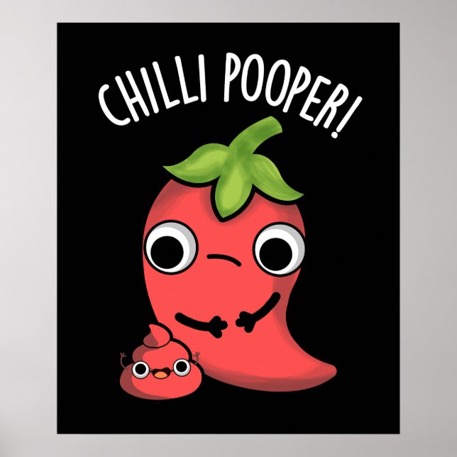 Affiche Chili Poooper Funny Pepper Pun Dark BG (Devant)