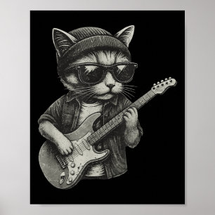 Affiche Chill Chat Jouer Guitare Rock Musique Drôle Animal